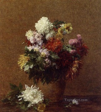Gran Ramo de Crisantemos flor pintor Henri Fantin Latour Pinturas al óleo
